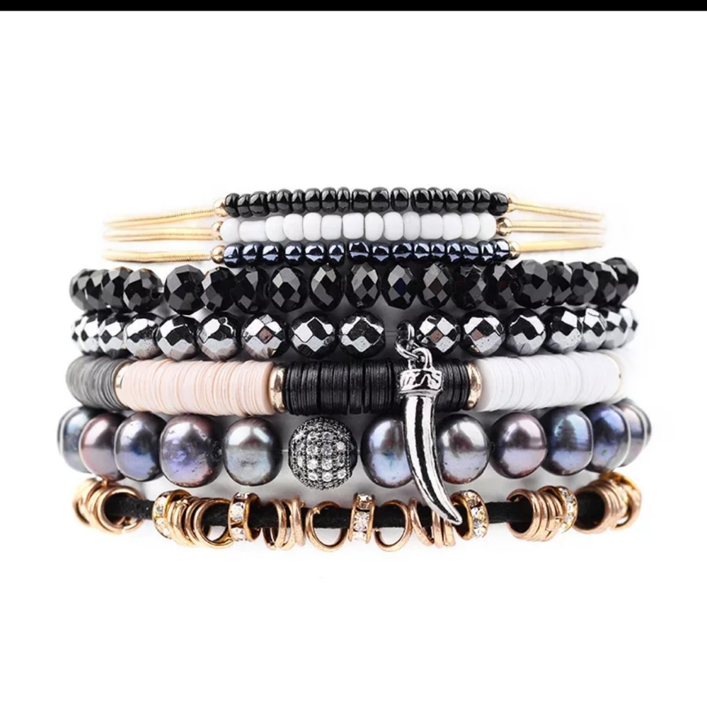 Beautiful Trendy 8Pc Natural Stone Bracelet Set